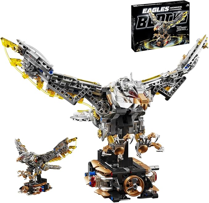 Mechanical Eagle Building Block Set 3D Poseable Model with Articulated Wings &amp Talons STEM Toy for Kids &amp Adults Ideal Gift for Engineering Nature &amp Animal Lovers