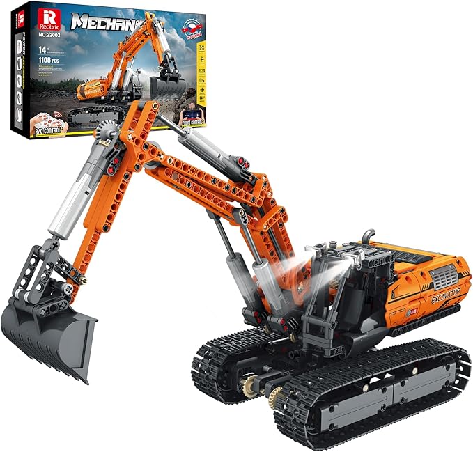 Reobrix RC Excavator Building SetAPP Remote Control Excavator Model with MotorTruck Construction Setss for Adults 22003Vehicle Building Blocks Engineering Gifts 1106 PCS