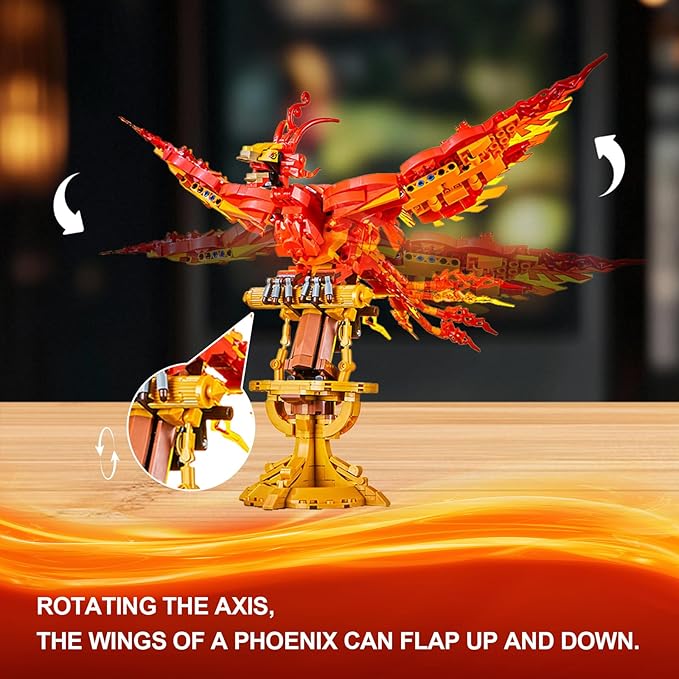 Magic Fire Phoenix Set Compatible with Lego 938PCS Fire Phoenix Toy Collection Model for Adults Christmas Birthday Gift for Kids Boys Girls