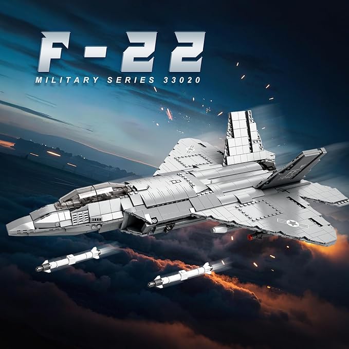Reobrix F-22 Fighter Jet Building Sets for Adults Military Raptor Fighter Display Model 33020 Technical Military Plane Collectible Set Toys Gifts for Aviation Fans Boys Girls 14+ (1729 PCS)