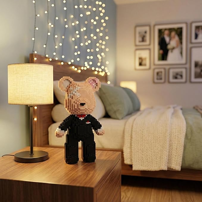 12.6 Groom Teddy Blocks Bear Building Bricks Set - Challenging DIY Micro Blocks for Adults Ages 14+ Collectible Home Decor for Office Bookshelf - Screen-Free Keep Busy Relaxing Gifts