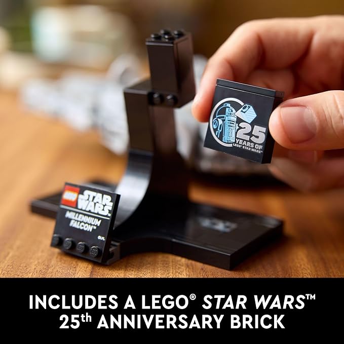 LEGO Star Wars Millennium Falcon A New Hope 25th Anniversary Collectable Model - DIY Building Sets for Adults Men &amp Women Ages 18+ - Comes with Display Stand - Star Wars Gift - 75375