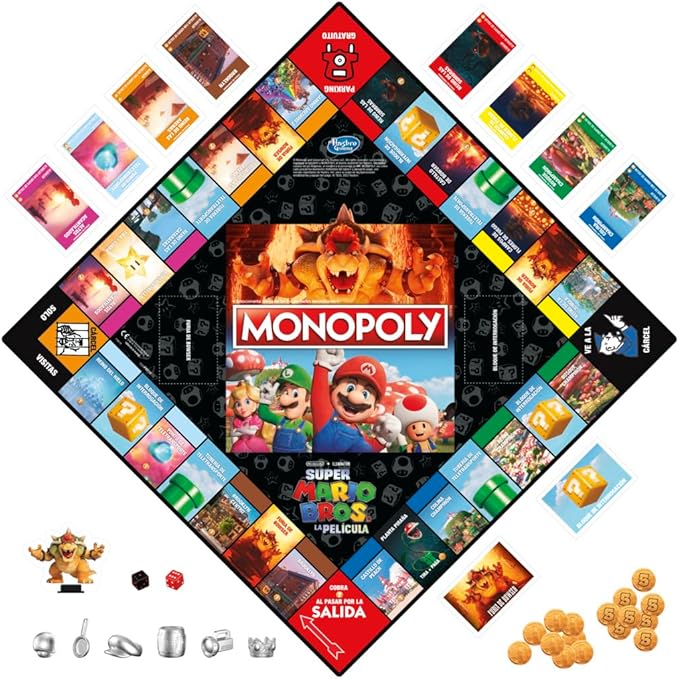 Monopoly Board Game Based on The Super Mario Bros. Movie - Family Game for Super Mario Fans - Includes Bowser Token - for 2 to 6 Players - Age: From 8 Years Old