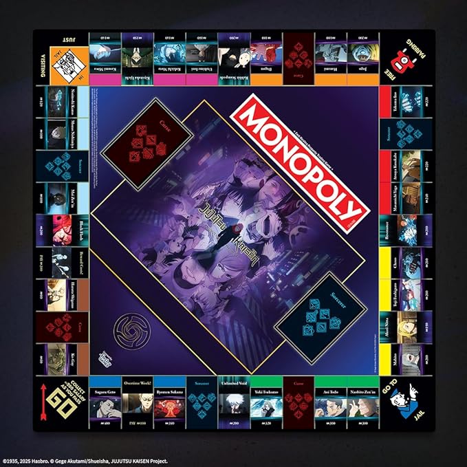 MONOPOLY: Jujutsu Kaisen Edition Board Game Buy Sell Trade Locations from the Shibuya Incident Arc Featuring 6 Custom Tokens: Yuji Itadori Panda Satoru Gojo &amp More Officially Licensed Collect