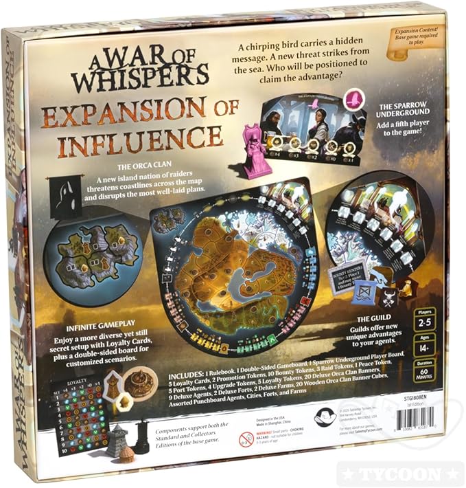 A War of Whispers: Expansion of Influence – 5-Player Support &amp New Factions Strategic Board Game Expansion Ages 14+ Dark Fantasy Wargame