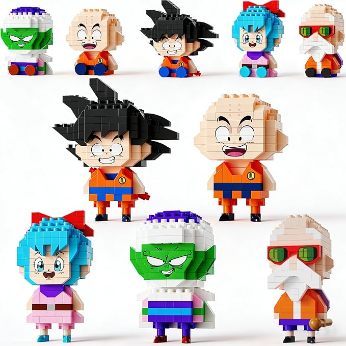 5 Dragon Figures Brick Mini Headz Building Toy 2IN1 Sitting &amp Standing Model Cute Main Dinosaur Ball Z Characters Merch Figures Micro Blocks Set Ideal Gift for Fans Adult Teen 14+ (1025PCS)
