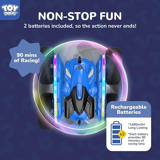 TOY Life Kids Stunt Remote Control Car 2.4G HZ Remote Control Cars RC Stunt Car Remote Control Toys for Boy &amp Girl RC Stunt Car Double Sided 360° Rotating Cars Birthday for Kids