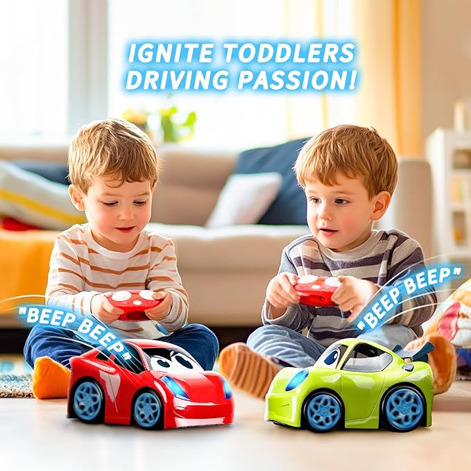 Remote Control Car RC Car Toy with Lights and Sounds for Boys Girls and Toddlers Ages 1-3 2-4 4-7 &amp 3 Years Old