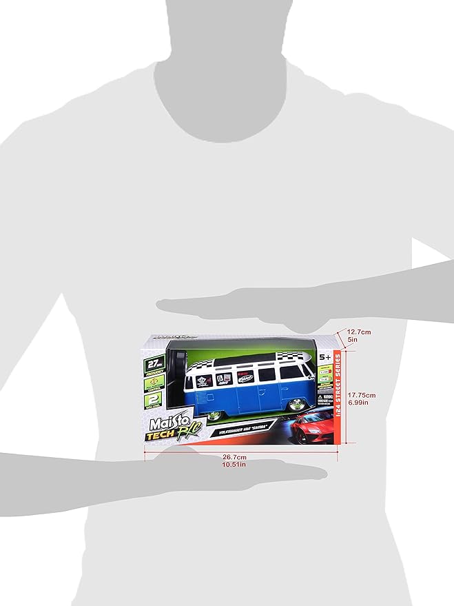 Maisto 1:24 RC VW Van Samba 2.4GHZ Remote Control Vehicle White/Blue (81529-00000009)
