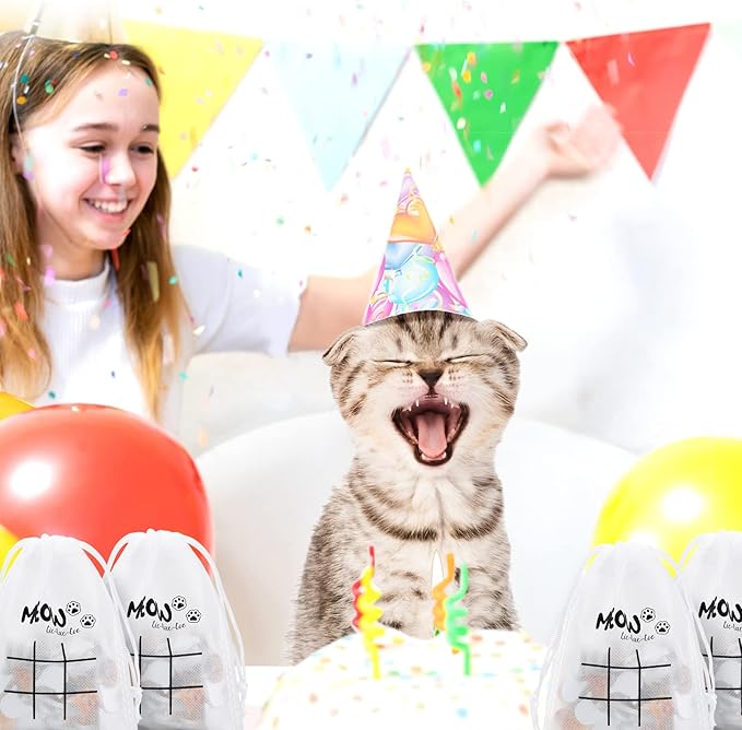 Sotiff 36 Set Tic Tac Toe Games Bulk for Kids Cat Party Favors Cat Tic Tac Toe with Bag Kitty Birthday Party Gifts Classroom Exchange Gifts Outdoor Indoor Activities Easter Basket Fillers