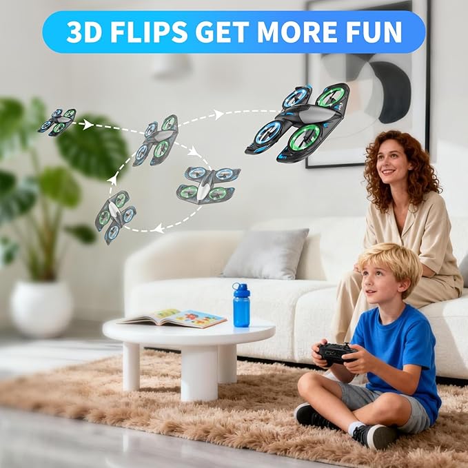 RC Drone for Kids Beginners Foam Remote Control Drone with Cool Lights 360° Flip Altitude Hold 3 Speed Modes Collision Protection and Ease of Use RC Airplane Quadcopter Toy Gift for Boys and G