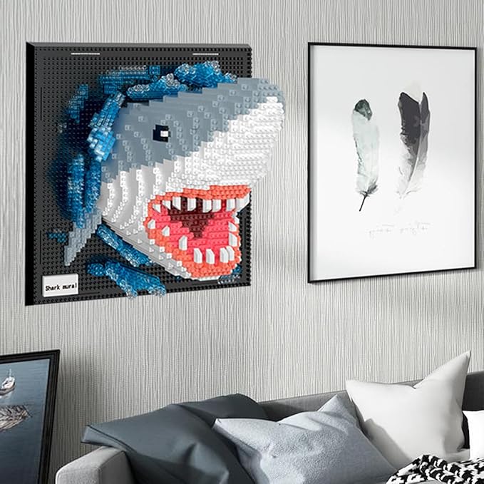 BDYDT Wall Art Shark Building Blocks Set for Adults Who Love Creative Hobbies (2166 Pieces) Toys Gifts for Kid and Adult