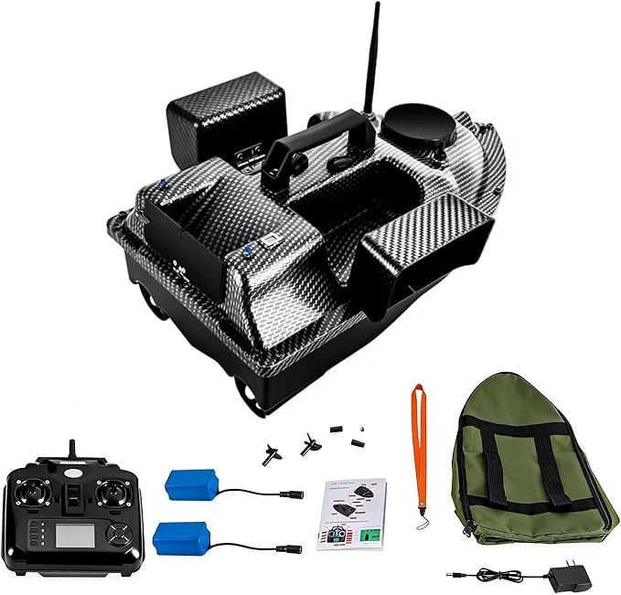 Bait Boat RC Fishing Bait Boat with GPS Positioning Auto-Return System with 16 Positioning Points 600M Range 4.4LBS Loading Capacity Dual 5200mAh Batteries and Carrying Bag for Fishing
