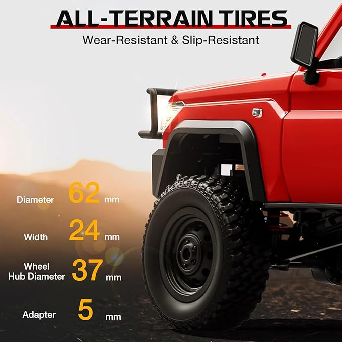 ARRIS 1/12 RC Crawler Off Road Car – MN82T 4WD Rock Climbing Truck with Remote Control Crane Hook LED Lights 2 Speed 2.4GHz Full Proportional RC Rock Crawler for Adults Gift