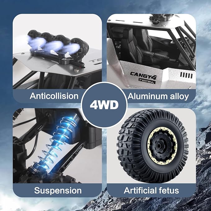 Remote Control Car 1:12 Off Road Truck Metal Shell LED Headlights Offroad Monster RC Truck RC Cars Toys for Boys 4-7 8-12 Year Old Kids Gifts for Kids