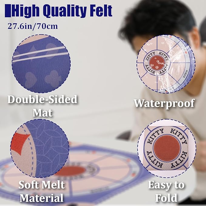 Michigan Rummy Deluxe Board Game SetTripoli Board GameIncludes A 27.6in Felt Game Mat 2 Boxes of Playing Chips (200 Pieces) 1 Deck of Poker1 Game InstructionsPerfect for Family Game Night