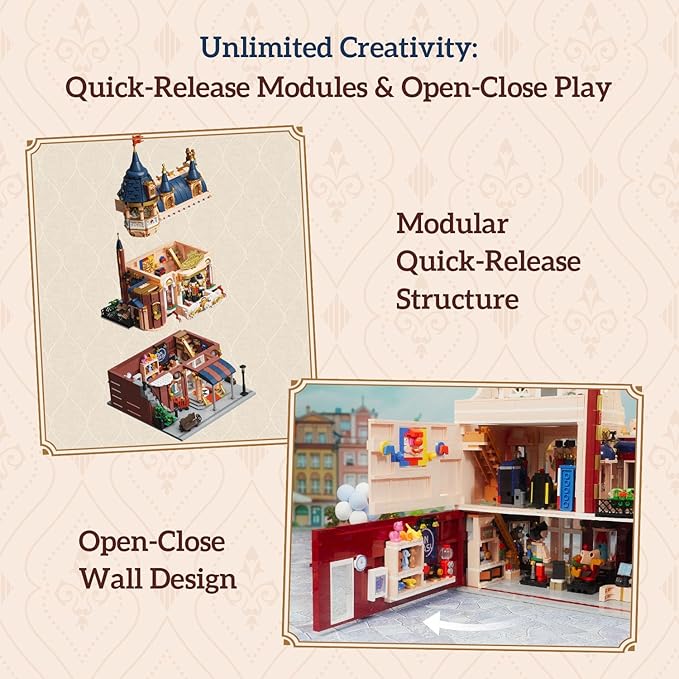 PANTASY Toy Shop Building Set for Adults Nostalgic Modular Building with Detailed Facade &amp Interior Decoration Creative Architecture Building Toy for Building Block and Design Lovers