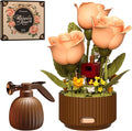 Rose Flower Building Blocks Set Motorized Blooming Flowers for Adults Romantic Gift for Women Girlfriend Home Desk Decor DIY Botanical Display 255 PCS