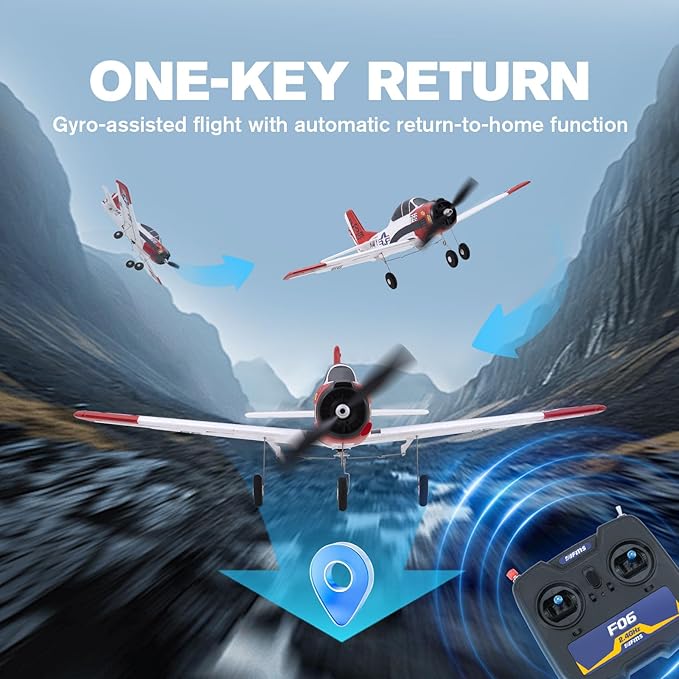 Fms 410mm T-28 RC Plane for Beginners – Easy to Fly with 3 Flight Modes and One-Key Return Durable EPP Foam and Prop Guard Ready to Fly RTF Remote Control Aircraft for Adults