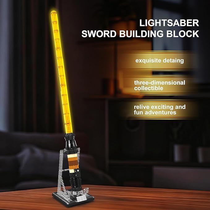 Mould King 10238 Lightsaber Building Set with Stand Rechargeable LED Light Sword for Adult Birthday Thanksgiving Xmas Toys Gift Halloween Cosplay (1169 Pieces)