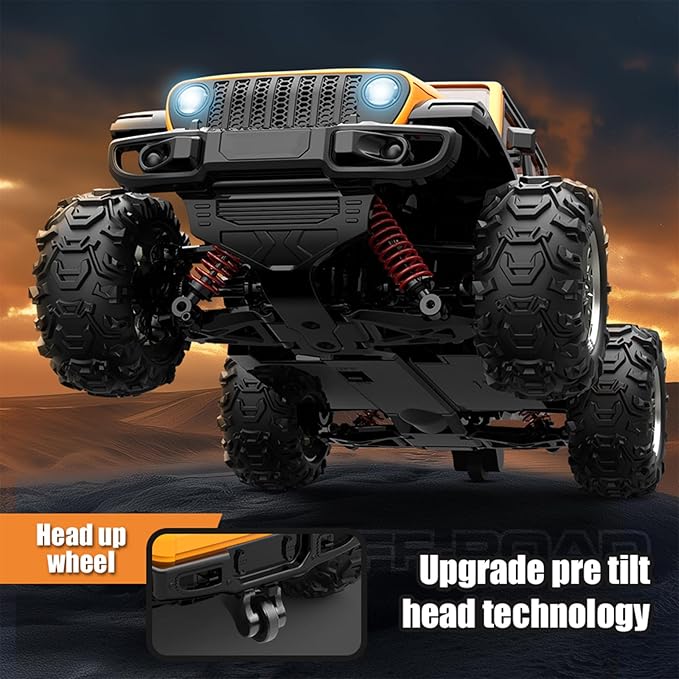 1: 20 Full Scale High Speed RC Racing Four-Wheel Drive Climbing Remote Control Off-Road Vehicle Model Equipped with 2 Fast Rechargeable Batteries with a Range of up to 1 Hour (Orange)