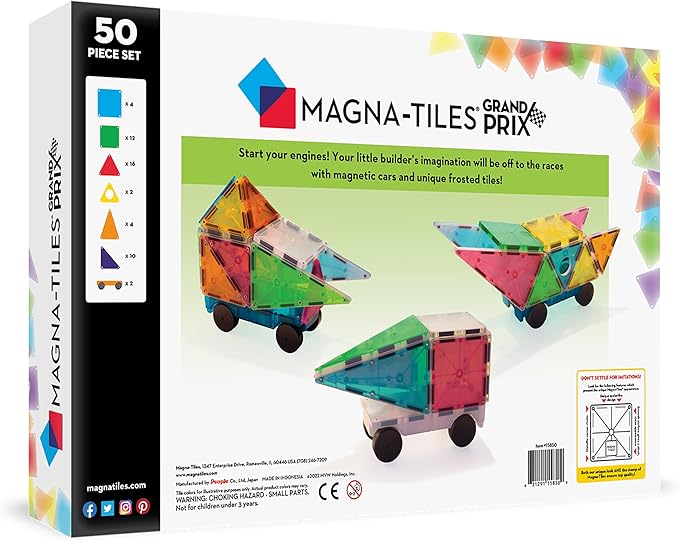MAGNA-TILES Grand Prix 50-Piece Magnetic Construction Set The ORIGINAL Magnetic Building Brand