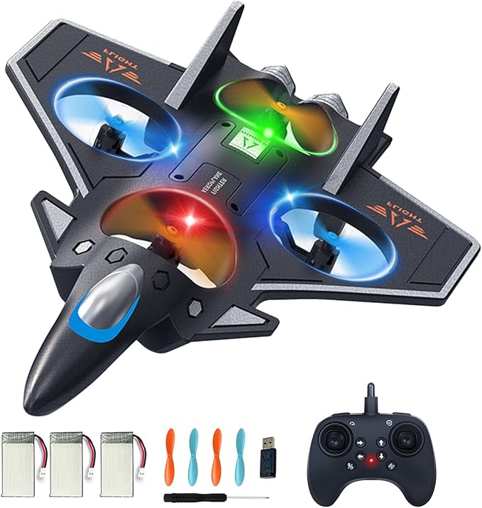 Snugzy Foam RC Plane Remote Control Airplanes for Kids 8-16 360° Flip Stunt Roll RC Airplane with Colorful Lights Airplane Toys Gifts for Boys