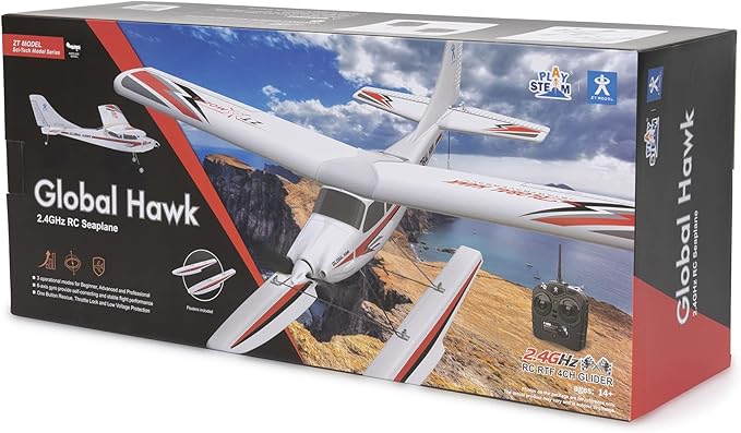 Global Hawk 2.4 GHz 1.2m RC Seaplane Smart Trainer Airplane- 4 Channel Remote RTF- Lithium Battery and Optional Floats Included