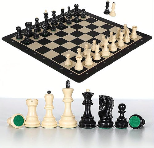20-Inch Portable Folding Chess Set with Weighted Plastic Pieces Double Queens &amp Carrying Bag – Ideal for Adults Beginners Camping and Game Nights
