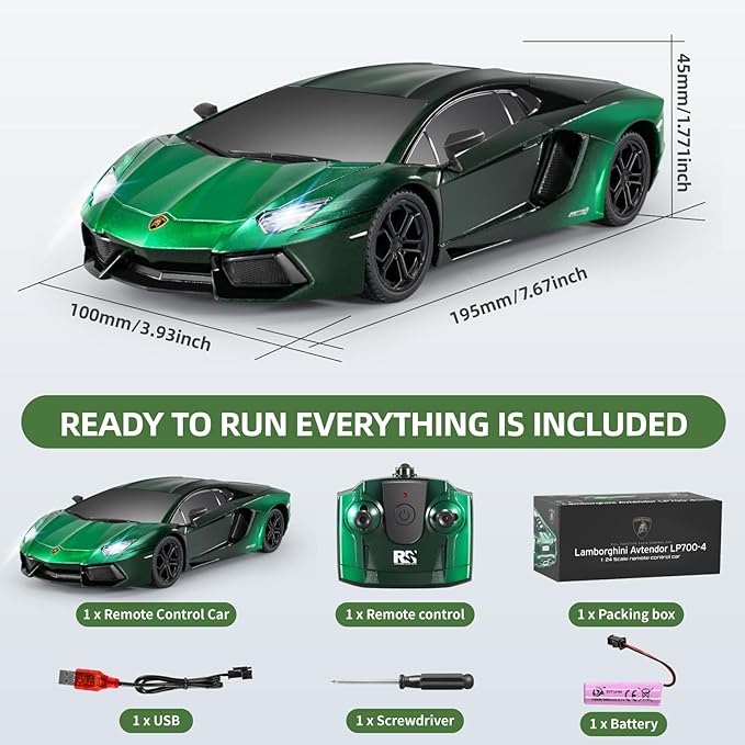 MIEBELY Lamboghini RC Car - 1:24 Scale Lambo Toy 3.7V 500mAh LP700 Fast Remote Control Car for Boys 8-12 Rc Race Model Birthday Gifts for Kids Adults Boys Girls Age 6-12 Year Old