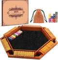 1-6 Players Shut The Box Dice Games Wooden Board Table Math Game with 16 Dice and Instructions Classics Close The Box Board Game for Adults Kids Family Classroom Home or Bar