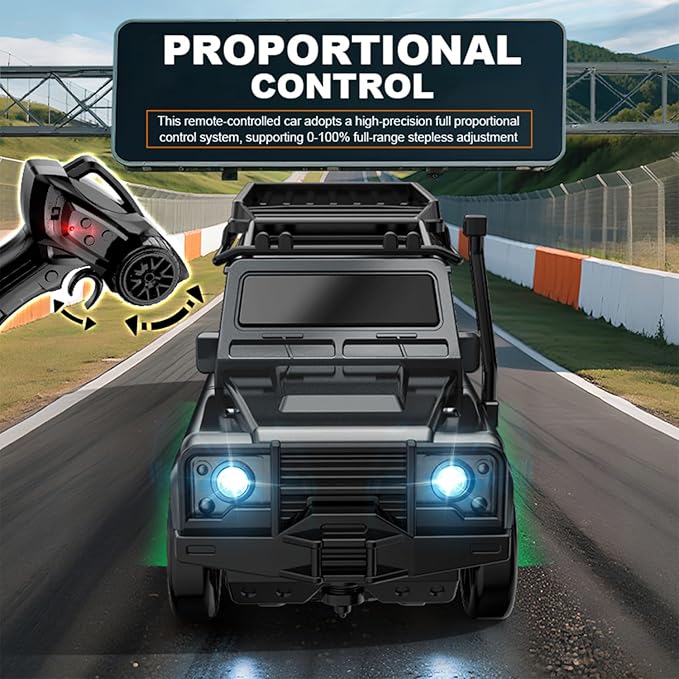 1:64 Scale Mini RC Drift Car with Gyro Full Proportional RTR 2.4Ghz Remote Control with RGB Lights (07-Black)