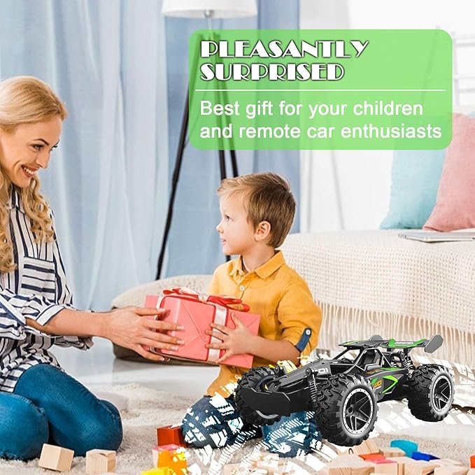 Remote Control Car RC Cars for boys age 8-12 Toys Cars for boys age 4-7 1:18 2.4Ghz Monster RC Truck Toys for Girls Off Road RC Crawler Easter Basket Stuffers Gifts for Kids(Black green)