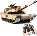 1/16 RC Tank Heng Long US M1A2 Abrams Army Toy with Smoke Sound and Lights Remote Control Tank That Shoots with Upgraded Metal Tracks Idler and Sprocket Wheel Steel Gearbox Batteries*2