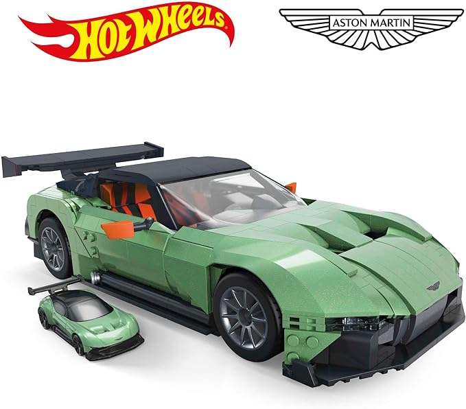 Hot Wheels MEGA Vehicle Building Toys for Adults Aston Martin Vulcan with 635 Pieces and Die-Cast Model Gift Ideas for Collectors HMY97