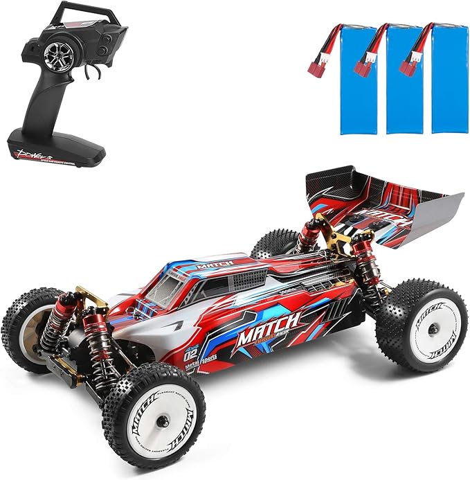 GoolRC WLtoys 104001 RC Car 1:10 Scale 2.4GHz RC Drift Cars 4WD 45km/h High Speed Racing Car All Terrain Off-Road Buggy with Aluminum Alloy Chassis Zinc Alloy Gear and 3 Batteries