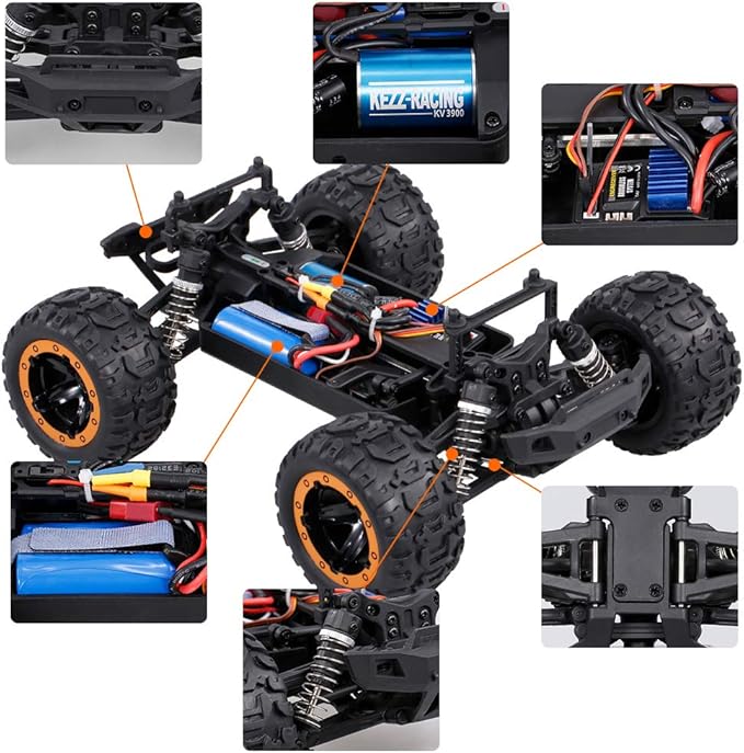 GoolRC 16889A RC Car 1:16 Scale Remote Control Car 4WD 45KM/H High Speed RC Truck with Brushless Motor 2.4GHz All Terrain Off Road RC Crawler Electric Vehicle Toy for Adults (Blue)