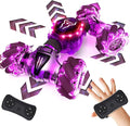 Tecnock Remote Control Car for Boys Girls 2.4GHz 4WD Gesture Sensing RC Stunt Car Toys - 360° Rotating Double Sided Hand Controlled RC Cars with LED Lights Gifts for Kids Ages 6-8 8-12