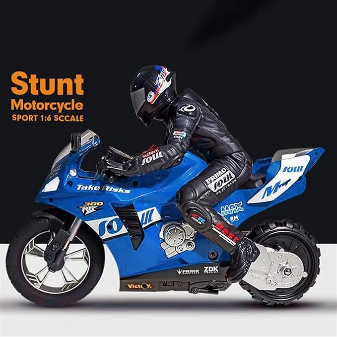 Remote Control Motorcycle High Speed Self Balancing Single Wheel Stunt RC 1/6 Scale 360 Rotating LED Flashlight Toy Best Xmas Gift for Boys &amp Girls Blue