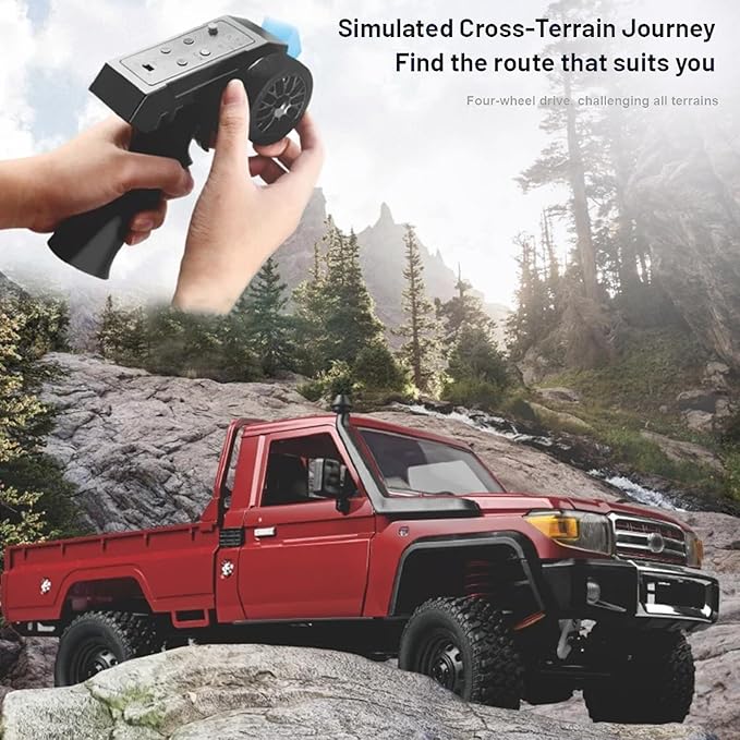 RC Crawler 1:12 Scale MN82 RC Crawler 4WD LC79 Land Cruiser Rock Crawlers with Lights Speed Adjustment Servo Tires 2.4Ghz RTR RC Rock Truck for Teens Adults(Yellow)