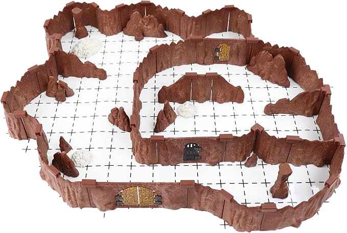 Dirt Cheap Dungeons Goblin Cavern Set - 143pc Modular Cave &amp Tunnel Kit - 5.5ft of Linear Walls for 1 Grid TTRPG - D&ampD Pathfinder Daggerheart