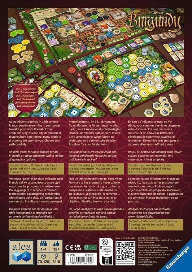 Ravensburger Castles of Burgundy Board Game | Engaging Strategy Game for Ages 12 &amp Up | Ideal for Family Game Night | 20th Anniversary Alea Edition | Rule The Realm Experience with Model:26925