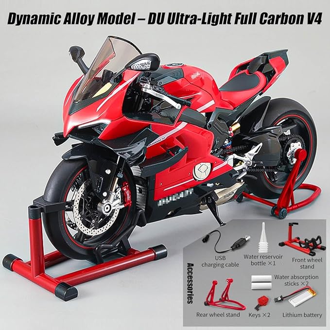 RC Motorcycle Model for Adult 1/7 Scale Remote Control Motorcycle V4 Top Edition with Ignition System &amp Smoke Spray for Biker