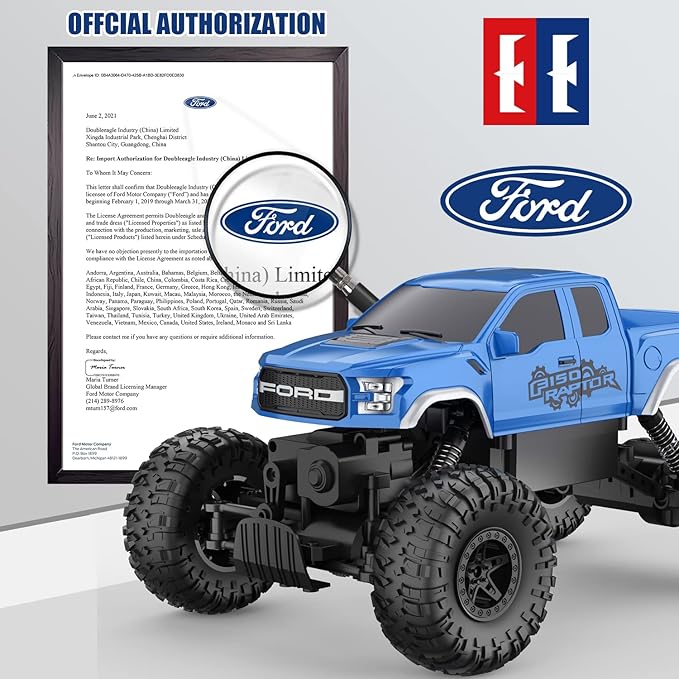 DOUBLE E Ford Raptor F150 RC Car 4WD Monster Trucks for Boys11 Inches Off Road Crawler Vehicle RC Truck Toy Gift for Boys Girls 6 7 8-12 Years-Blue