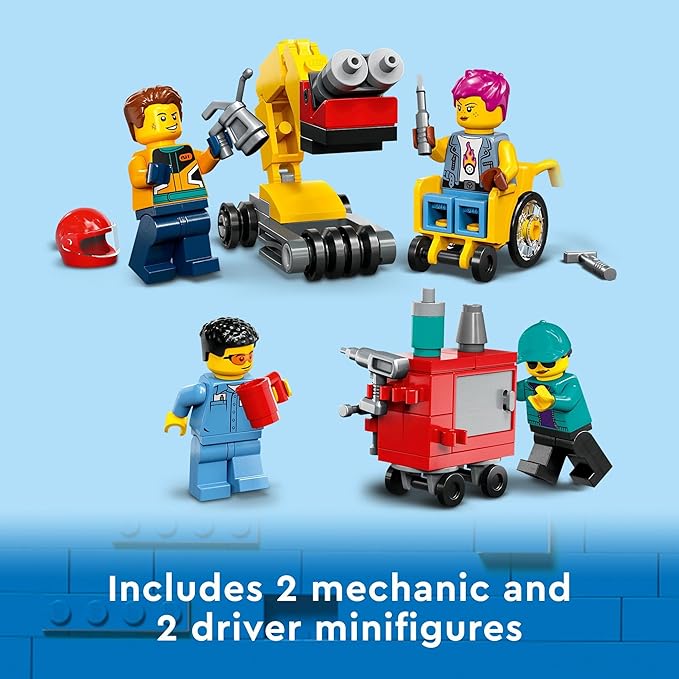 LEGO City Custom Car Garage 60389 Toy Garage Building Set with 2 Customizable Cars and Car Accessories Pretend Play Mechanic Toy with 4 Minifigures Gift Idea for Christmas for 6 Year Old Kids