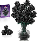 Black Roses Flowers Building Sets Artificial Bouquet Botanical Collection Building Blocks for Adults Gothic Home Decor Christmas Birthday Gift for Adults Women Girls Age 8-12 (512Pcs)