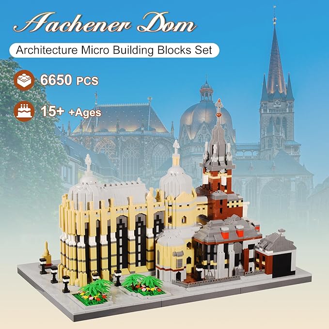 Micro Building Blocks Set Germany Medieval Aachener Dom Model Building Kit 6650 PCS Construction Model for Adult and Teens