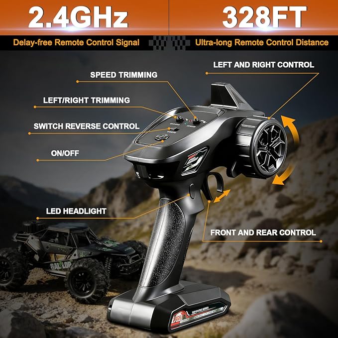 Fast Remote Control Car RC Cars 1:16 4WD High Speed Motor for Adults 30+KPH 2.4GHz Remote Control with No Delay Off Road RC Truck All Terrains RC Cars for Professional Enthusiast