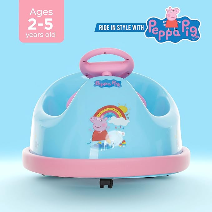 Peppa Pig Bumper Car for Kids 2 Speed Electric Bumper Car Vehicle Toddler Bumper Car with Remote Control and 360 Degree Turning 6V Motor LED Lights Gifts for Toddlers