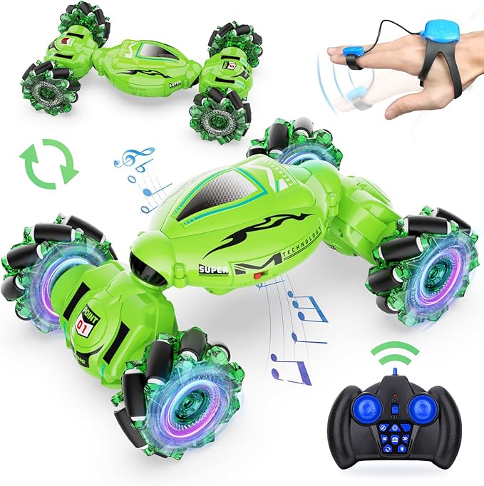 Gesture RC Car Hand Controlled RC Car Toys for Boys Girls 6-12 2.4GHz 360° Rotation 4WD Gesture Sensing RC Stunt Car with Light &amp Music Birthday Gifts for Kids